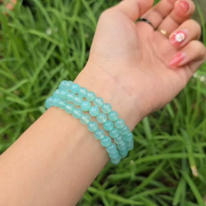 Q2133 Chuỗi 3v Ngọc Agate xanh dương 6li cho Thủy và Mộc - Phong Thuỷ TUDO