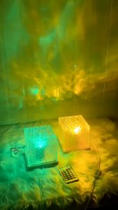 Vimite RGB 16-Color Crystal Glass Cube Table Lamps Remote Control Night Light Indoor Bar Hotel Decorative Atmosphere Light