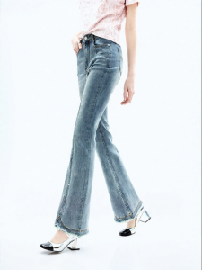 Juicy Couture | Slim Fit Flared Jeans with Metal Studs and Frayed Edges