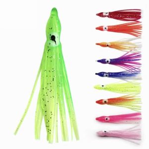 7cm Glow Squid Lures 5Pcs/Bag Soft Plastic Bait Multi-Tentacle Night Fishing Lure for Freshwater Saltwater Bass Trout