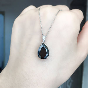 S925 Pure Silver Black Agate Gem Pendant Clavicle Chain Womens New High-End Luxury Unique Design Necklace Versatile Fashion Jewelry