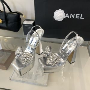 Spring Summer 2024 Fairy Tale Style Transparent Butterfly Knot Rhinestone Strap Waterproof Platform Ultra High Heel Show Sandals