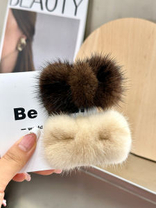 กิ๊บติดผมขนกระต่ายรูปผีเสื้อสไตล์เกาหลี ทรงเก๋ไก๋น่ารัก กิ๊บติดผมขนสัตว์สำหรับฤดูใบไม้ร่วงและฤดูหนาว ของตกแต่งผมแฟชั่น