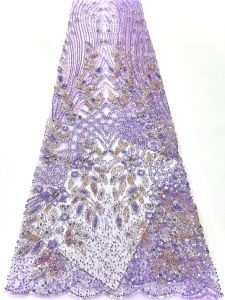 Vải Ren Pháp Cao Cấp 2026 5 Thước Thêu Hạt Châu Phi Đính Sequin Nigeria Chất Liệu Voan Dùng May Váy Dự Tiệc