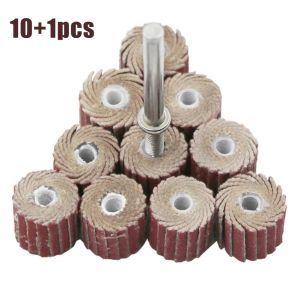10pcs Flap Wheel Disc Sanding Drill Abrasive Sandpaper 80-600Grit Polishing Grinder For Rotary Tools With 1 Mandrel