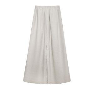 Wang Han Yan Minimalist Cotton Linen Blend Top Bottom Set Women Summer Fashionable Two-Piece Suit V-Neck Long Pants