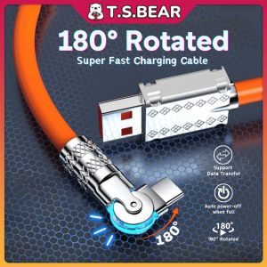 180° Rotate Silicone USB Cable 120W Fast Charging USB Type A to Type C iP Data Transfer Mobile Phone Charger Cable CC04