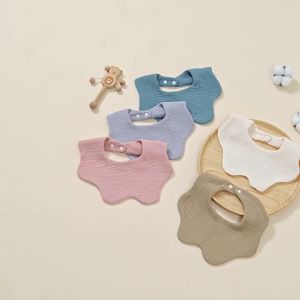 Baby Saliva Wipes Wave Shape Feeding Bib Scarf Printed Soft Pure Cotton Absorbent Saliva Towel Breathable