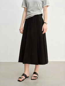 DUSHU | Plus Size High Waist Pleated A-line Skirt