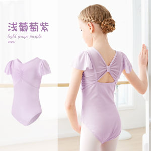 Girls Ballet Dance Training Uniform Short Sleeve Gymnastics Suit Childrens Summer Dance Practice Costume Female Kids Leotard