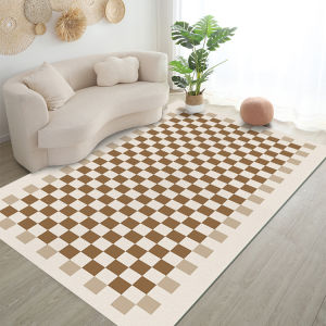 Modern Minimalist Black White Checkered Carpet Living Room Sofa Bedroom Ins Style Grid Mat Girls Bedside Long Rectangular Mixed Fabric