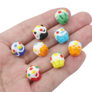 2pcs Fancy Handmade Lampwork Glass Cake Beads Charm Loose Spacer Beads For Necklace Bracelet Earring DIY Jewelry Craft Making Supply