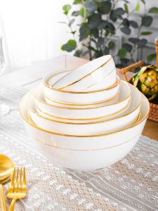 Bao Yin เซรามิคยุโรปสไตล์ชามข้าวสร้างสรรค์ชามเซรามิคขนาดใหญ่ชามซุปชุด Bone China ชามขนมหวานสําหรับนักเรียน