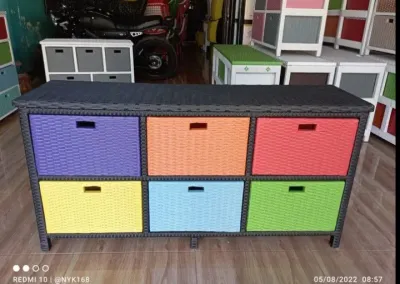 (Ready stok) Cod Lemari Laci 6 Rotan Sintetis Lemari Plastik Rak Buku Susun Meja Tv Minimalis rottan