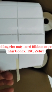 Giấy in tem decal 50x30mm loại 2 tem một hàng dùng cho máy in có Ribbon mực nhự Godex TSC Zebra