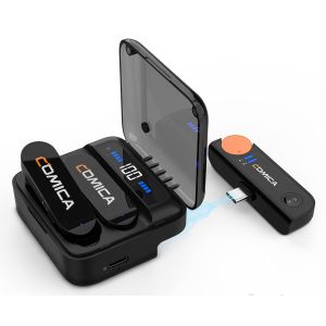 Comica Vimo S Wireless Lavalier Microphone with Noise Cancellation for iPhone/Android Hands-free Plug and Play Compact Condenser Lapel Microphone with Charging Case for Vlogging  Interviewing Live streaming Recording