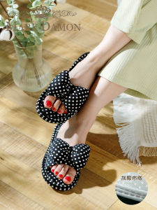 Dép Vải Cotton Dày Ba Lớp Mới 2024 Phong Cách Hàn Quốc Có Nơ Bướm Chống Tiếng Ồn Giày Đi Trong Nhà Cho Thanh Thiếu Niên Mùa Thu