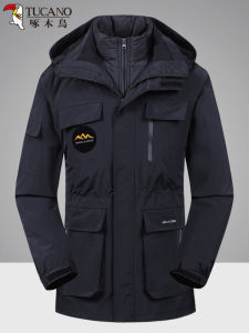 Woodpecker Mens Assault Jacket Three-in-One Detachable Female Trendy Windproof Waterproof Mountaineering Jacket Winter Outdoors