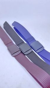 Ikat Pinggang Jepit Pria Wanita Dewasa Anti Metal Detector - Sabuk Anti X Ray Anak Laki Laki Perempuan - Tali Pinggang Kanvas Nylon 105 cm x 4 cm - Coklat- Kepala Gesper Plastik Tebal