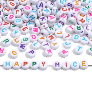 50Pcs 4x7mm Acrylic Colorful A-Z English Letter Beads Flat Round Alphabet Beads For Jewelry Making DIY Couple Friendship Bracelet Necklace