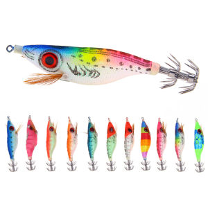 1pcs Fishing Lure 8cm/10cm/12cm Luminous Squid Jig Fishing Wood Shrimp Lure Squid Cuttlefish Jig Lure Bait Fishing Accessories