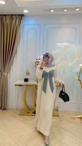 Gamis Best Seller Viral Alesha Dress Bahan Caramel Knit Premium Wanita Dewasa Muslimah Simple Elegan