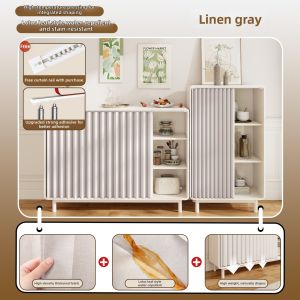 SHULIAN | Invisible Luxurious Water-Resistant Oil-Repellent No-Hole Installation Cabinet Curtain