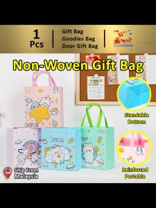 Space Rabbit Non Woven Bag Snacks Bag (142) Student Nonwovens Storage Childrens Gift Bag Packaging Beg Kindergarten Kids Birthday Tote Goodies Beg1Pc