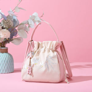 Large Capacity Embroidered Crossbody Bag Casual Qipao Style Bucket Bag Soft Handle New Chinese Style Youth Casual Handbag