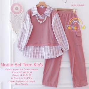 [[ New Arrival ]] Nadia Set Kids Setelan Anak Perempuan Blus Knit dan Celana Panjang Oneset Anak Motif Kotak Kotak Outfit Baju Anak Remaja  12-17 Tahun by Fasha