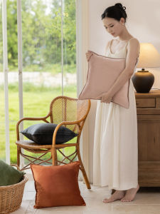 Modern French Style Sofa Pillow Pink Fabric Window Seat Cushion Cover Detachable Washable Square Polyester Blend Home Decor