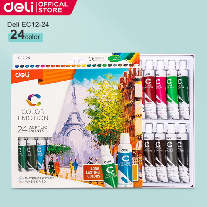 Deli EC12-24 12ML Acrylic Paint Set For Paintings Of 12/24 Colors ...