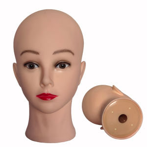 Professional แต่งหน้าตุ๊กตาหัว Bald Manikin สําหรับทําวิกผมจัดแต่งทรงผมหมวก Hairdressing หมวก Headwear ขาตั้งจอแสดงผล