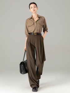 High Waist Straight Leg Suit Pants Womens Wide Leg Pants Drapey Comfortable Autumn New Style Manera Polyester Fiber