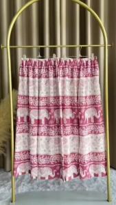 กางเกงขายาวลายช้างกุญชรตัดผ้าไหมอิตาลีใส่สบาย ผ้านิ่ม กางเกงขากระบอก เอวยางยืด