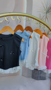 Sleeveless Summer OOTD for Kids Girls New Trendy Cute Coquette Design Korean Sando Blouse Tops for Kids Girls 1-8 Years Old