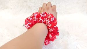 Scrunchy Layered Red Floral - Large