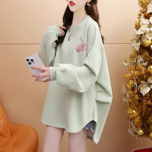 เสื้อสเวตเตอร์คอตั้งแขนยาวปักลายสไตล์เกาหลีไซส์ใหญ่ ทรงหลวม แขนยาว ทรงหลวม เสื้อผ้าทำงาน ฤดูใบไม้ผลิ 2023