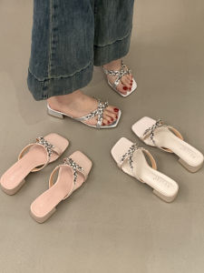 Silver Glitter Strappy French Mid Heel Sandals
