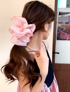 Scrunchies Cột Tóc Cỡ Lớn Nhiều Lớp Bồng Bềnh Retro Dễ Thương Size To