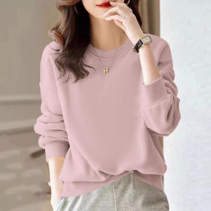 Big Sale Leak-Picking ~ Export Womens Clothing Pure Cotton Slim Looking Bottoming Casual Autumn Tops High-End Anti-Aging Elegant Print Sweatshirt