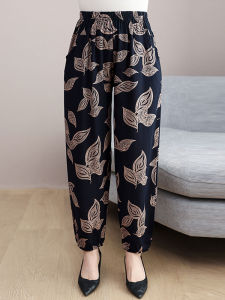 Plus Size Cotton Silk Pajama Pants Womens Summer Artificial Cotton Thin Cotton Bloomers Can Be Outwear Anti Mosquito Pants Vacation Beach Pants
