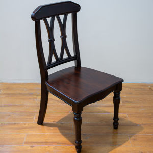 American Style Dining Chair Gold Silk Yellow Mahogany Wood Real Leather Back Chair Luxury Soft Padded Home Use Solid Wood Chair