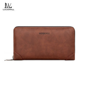 LouisWill Mens Long Wallet Soft PU Long Purse Multi-Functional Large Capacity Double Zipper Pocket Wallet Multi-Card Position ID Credit Cards Holders Leather PU Coin Bag Business Wallets