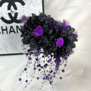 Korean Style Retro Bright Flash Flower Color Block Bead Tassel Shark Clamp Fashionable All-Match High-End Feeling Hair Clip