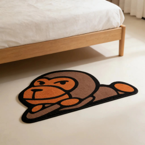 VIKAMA Fun Cartoon Monkey Alien Pattern Rug Anti-slip Soft Bedside Blanket for Bedroom Door Mat Home Decoration