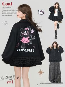 KEIKO | Sweet Punk Style Y2K Age-Reducing Print Zipper Hoodie