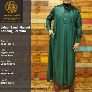 Jubah Platinum Series Manset Kancing Al Amwa-Platinum Saudi Poliyester Haramain Al Amwa New Fashion-Jubah Lengan Panjang