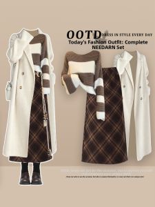 NEEDARNA | Thickened Stylish Shoulder Fit Warm Womens Tweed Coat