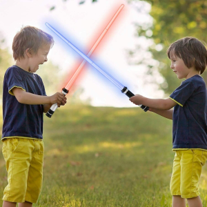 Vixplorn 2 in 1 Star Wars Lightsaber Telescopic Lightsaber Toy 7 Colors Light Saber Sword Light with Sounds Saber Telescopic Childrens Kids Gift